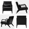 Set of 2 30.75"H Mid-Century Modern PU Leather Armchair Accent Chairs with Pillow
